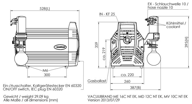 MV 10C NT +EK - 尺寸规格表