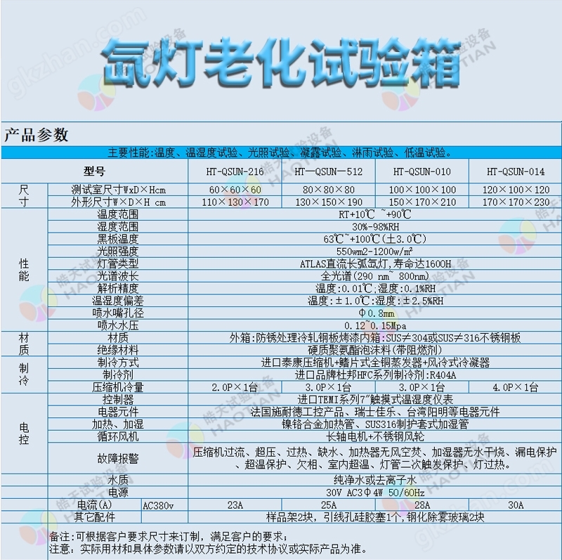 标准版定制风冷制冷质检氙灯试验机