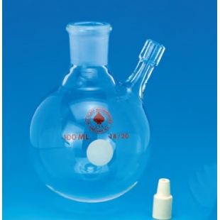 优莱博    反应瓶, 带侧胶塞隔膜密封口, 厚壁玻璃