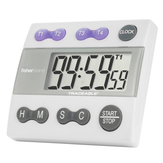 Traceable™ Four-Channel Countdown Alarm Digital Timer/Stopwatch with Memory Recall