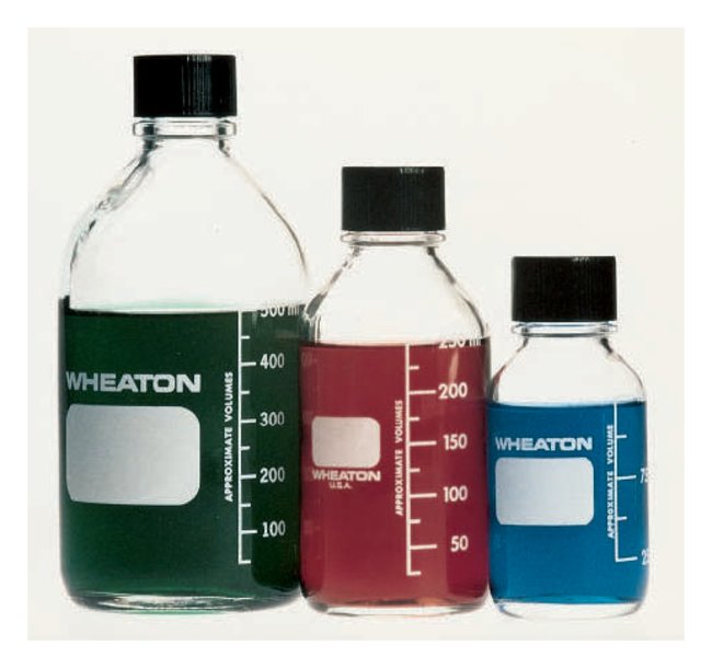 Wheaton™ Graduated Media/Lab Bottles: Clear Glass, Wit