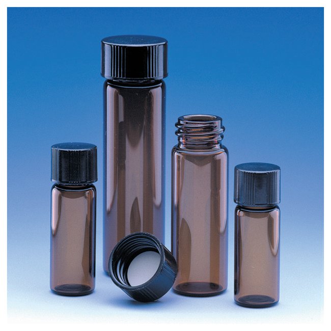 Class B Amber Glass Threaded Vials with Attached Caps