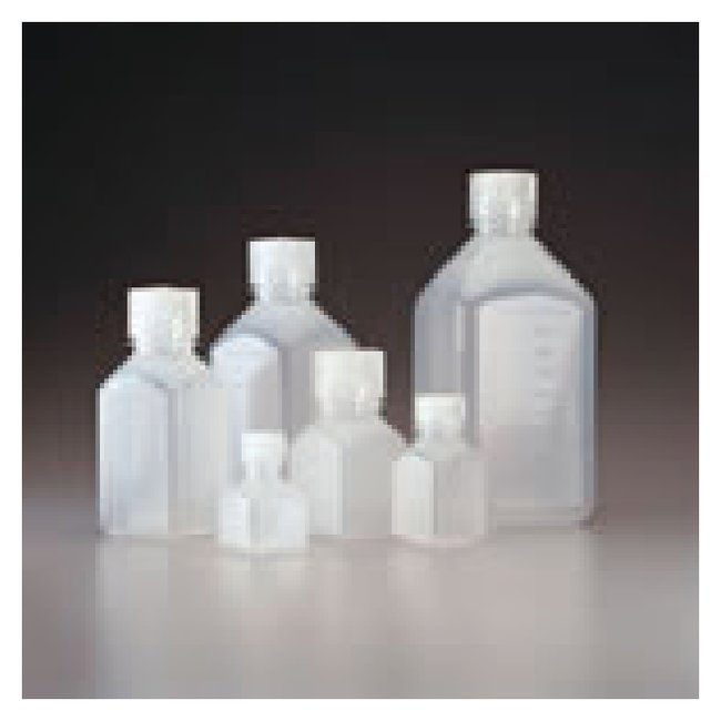 Nalgene™ 方形自然色 PPCO 带盖刻度瓶：大包装