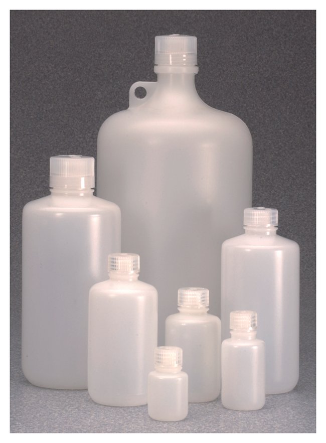 Nalgene™ HDPE 带盖窄口 IP2 瓶： 散装