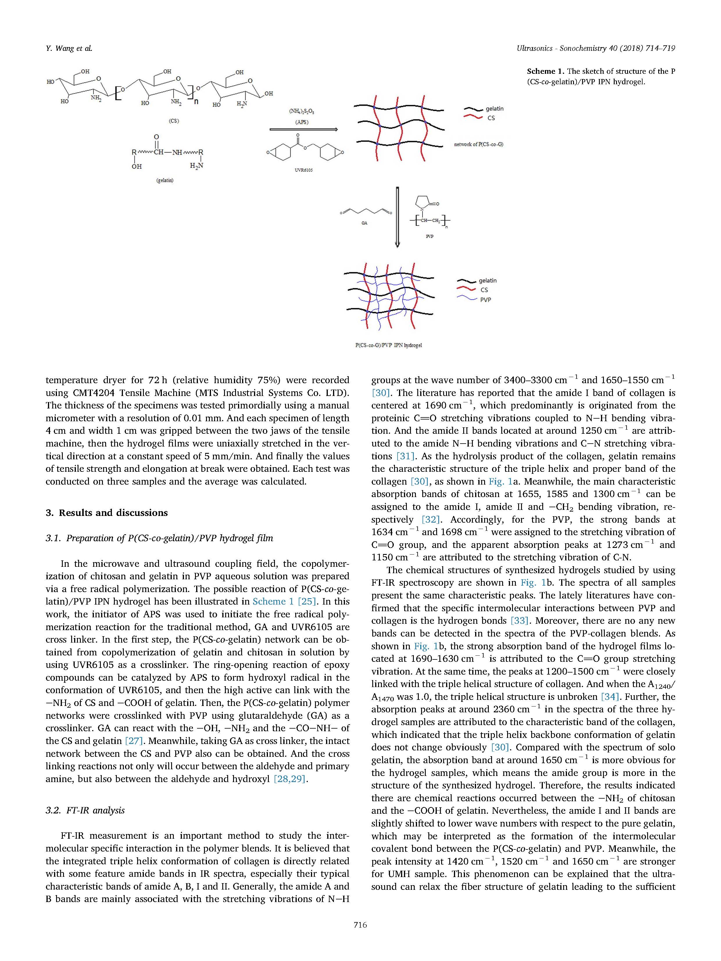 超声辅助微波合成聚（壳聚糖 - 共 - 明胶）/聚乙烯吡咯烷酮IPN水凝胶