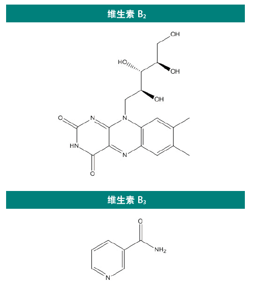 图1.维生素 B2 和维生素 B3 的化学结构.png