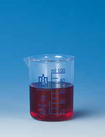 烧杯，低型，PMP材质，400: 50 ml，蓝色刻度
