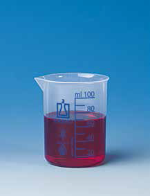 烧杯，低型，PP材质，1000: 100 ml，蓝色刻度