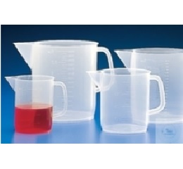 MEASURING BEAKERS, WITH HANDLE AND SPOUT  RAISED GRADU