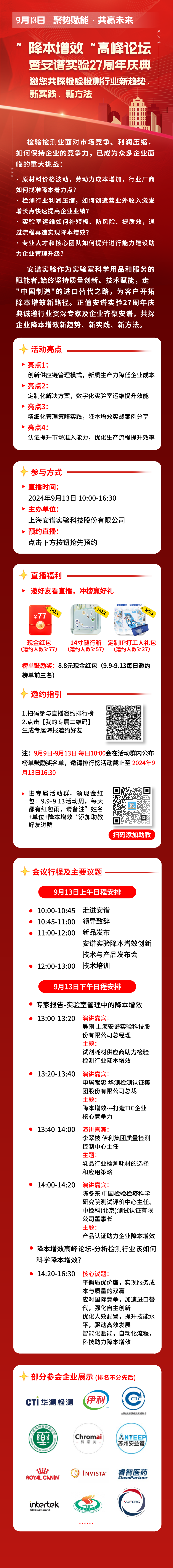 检验检测行业 “降本增效”高峰论坛——新趋势、新实践、新方法暨安谱实验27周年庆典