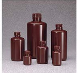 琥珀色窄口瓶，琥珀色高密度聚乙烯；琥珀色聚丙烯螺旋盖，1000mL容量