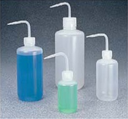 经济洗瓶，低密度聚乙烯瓶体，聚丙烯螺旋盖/杆；聚丙烯共聚物吸管，250mL容量