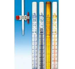 (无证书)10:0.02mL AS级透明直式玻璃活塞滴定管，蓝刻度