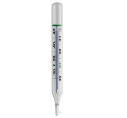 CLINICAL THERMOMETER, OVAL FORM,  ENCLOSED WHITE CHROM