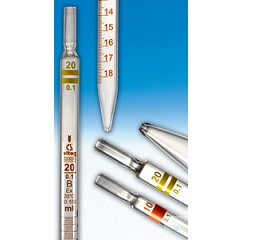 GRADUATED PIPETTES, CLASS DIN-B, 2,0:0,01 ML,  COMPLETE SWIFT DELIVERY, 0-POINT TOP, DIFFICO BROWN,  WITH MOUTH PIECE FOR COTTON PLUGGING  