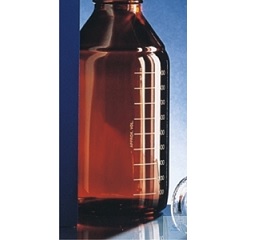 LABORATORY BOTTLES, BOROSILICATE GLASS, 250 ML,  AMBER STAINED, WITHOUT CAP AND POURING RING GL 45