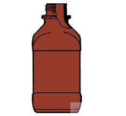 SQUARE BOTTLE, NARROW MOUTH,  SYNTHETIC COATED, GL 32,