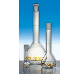 VOLUMETRIC FLASK, 100 ML, ST 14/23, DIN-A,  CONFORMITY CERTIFIED, RING MARK, INSCRIPTION,  WITHOUT S