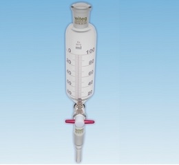 DROPPING FUNNELS, CYL., GRADUATED, ST-PTFE-  STOPCOCK, W. SCREW-THREAD RET. NUT, 1000:20 ML,   C + S