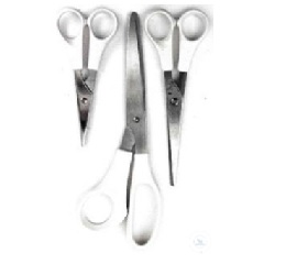 LABORATORY SCISSORS, STAINLESS STEEL,  PLASTIC GRIP, LENGTH 130 MM