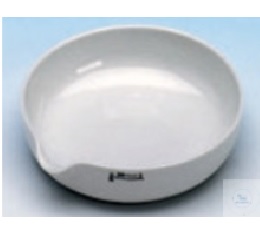 EVAPORATING DISHES, PORCELAIN,  WITH SPOUT, FLAT BOTTO