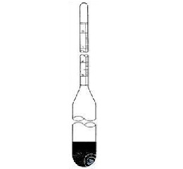 ALCOHOLOMETER, CLASS III, WITH THERMOMETER +5+25:0,2°C,   ACC. DIN 12 803, MEASURING RANGE 75-80%, 