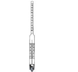 DENSITY-HYDROMETERS, TYPE 20°C,WITH THERMOMETER,  RANGE 1,500-1,600:0,001 G/CM3, 0+35°C:1,0°C LEN