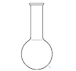 FLASKS, ROUND BOTTOM,  LONG-NECK, MADE OF 0UARTZ-SILICA,  WITH BEADED RIM, DIN 12345,  1000 ML, 130 