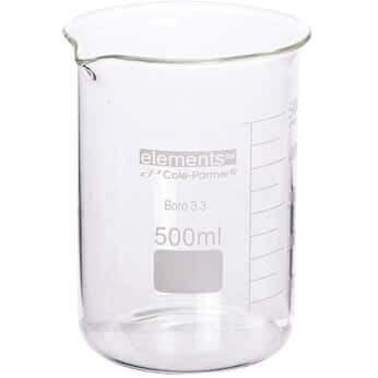 Cole-Parmer elements Low-Form Beaker, Glass, 600 mL, 8