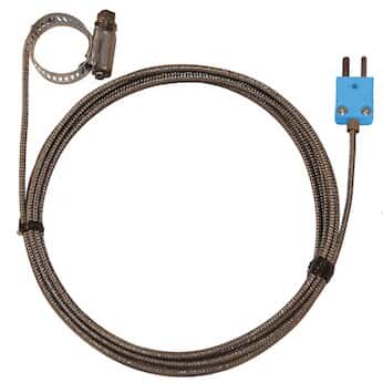 Digi-Sense Type-T Hose Clamp Probe 0.50 -1.50 OD Mini-Connector, Grounded 10ft SS Braid Cable