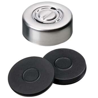 Kinesis Silver Aluminum Crimp Cap with Center Tear-Off, 20 mm Dia., Butyl Septum; 1000/pk