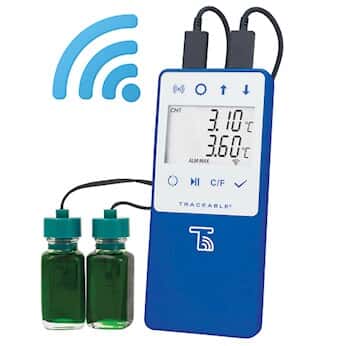 Traceable Wi-Fi Data Logging Refrigerator/Freezer Thermometer Compatible with TraceableLIVE® Cloud Service; 2 Bottle Probes