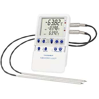 Traceable Memory-Loc™ Datalogging Low-Temp Thermometer with Calibration; 2 Stainless Steel Probes