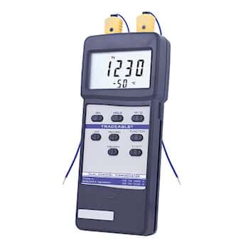 Traceable Large-Display Dual-Channel Thermocouple Thermometer with Calibration