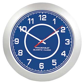 Traceable Analog Wall Clock with Calibration; Blue Fra