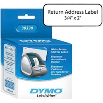 Dymo 30330 Return Address Labels, White, 3/4” X 2”-500 Per Roll,1 Roll Per Box