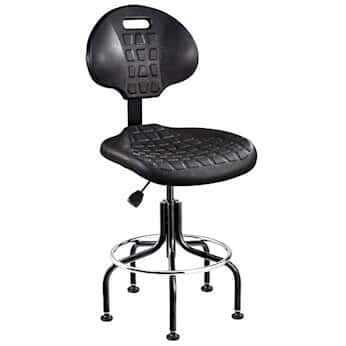Bevco 7200-BLK Mid Height Polyurethane Chair, Black, Tubular Steel Base, Non-Tilt
