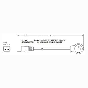 Glas-Col Cord Adapter From IEC 60320 to Si 32 (Israel Plug), 12