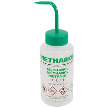 Dynalon Venting Multi-Language Labeled Safety Wash Bottle, LDPE, Methanol, 500 mL 5/pk