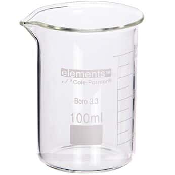 Cole-Parmer elements Low-Form Beaker, Glass, 100 mL, 12/pk
