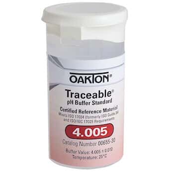 Oakton Traceable® One-Shot™ Buffer Solution, Clear, pH 4.005; 6 x 100 mL Vials