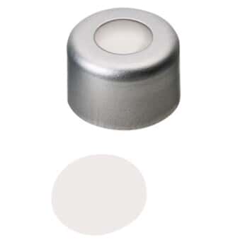 Kinesis Silver Aluminum Crimp Cap, 8 mm Dia., PTFE Septum w/Hole; 1000/pk