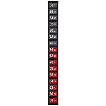 Digi-Sense Reversible 16-Point Vertical Temperature Label Black/Red, 14-31C/58-88F; 10/Pk