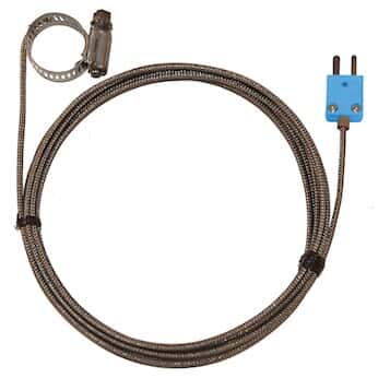 Digi-Sense Type-T Hose Clamp Probe 0.44 -1.00 OD Mini-Connector, Grounded 10ft SS Braid Cable