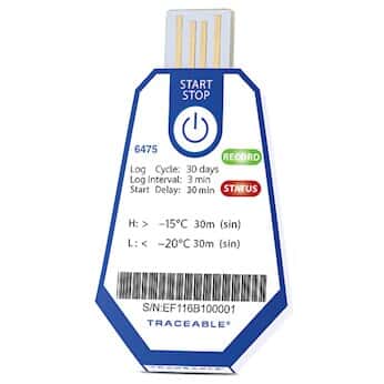 Traceable ONE™ Single-Use USB Temperature Data Logger, 30 Day, 3 Minute Interval, -20 to -15˚C; 40/pk