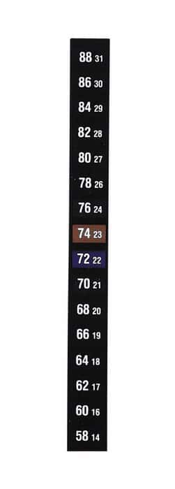 Digi-Sense Reversible 16-Point Vertical Temperature Label, 68-83C/154-184F; 10/Pk