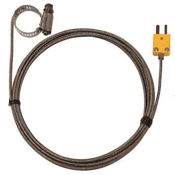 Digi-Sense Type-K Hose Clamp Probe 0.50 -1.50 OD Mini-Connector, Grounded 10ft SS Braid Cable