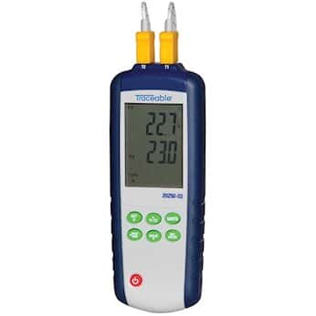 Traceable 2-Input Data Logging Thermocouple Probe Thermometer, Type K/J