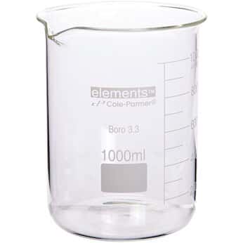 Cole-Parmer elements Low-Form Beaker, Glass, 1500 mL, 2/pk