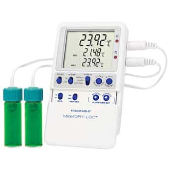 Traceable Memory-Loc™ Datalogging Thermometer with Calibration; 2 Vaccine Bottle Probes